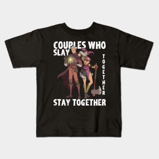 Roleplaying RPG Couple Gift Valentines Day Wizard Barbarian Kids T-Shirt